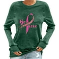 thumbnail image 1 of Byworldtasic Womens Breast Cancer Sweatshirt Womens Pink Ribbon Sweater Cancer Awareness Long Sleeve Casual Fall Crewneck Pullover Tops, 1 of 4