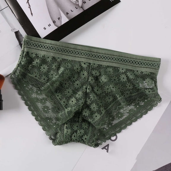 Byworldtasic Womens Breathable UnderwearWomen Lace Hipster Panties Full Coverage Soft Stretch Boxer Briefs Green