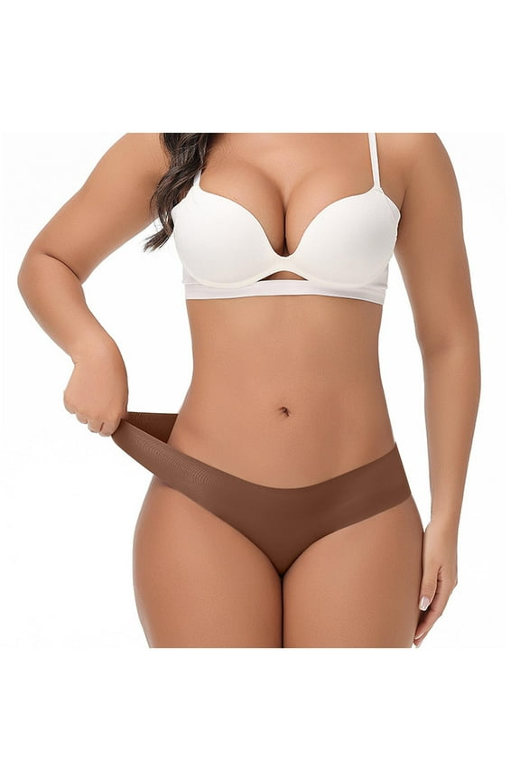Womens Breathable UnderwearWomen's Hipster Solid Color Panties No Show Soft Stretch Lightweight Sexy Briefs Khaki