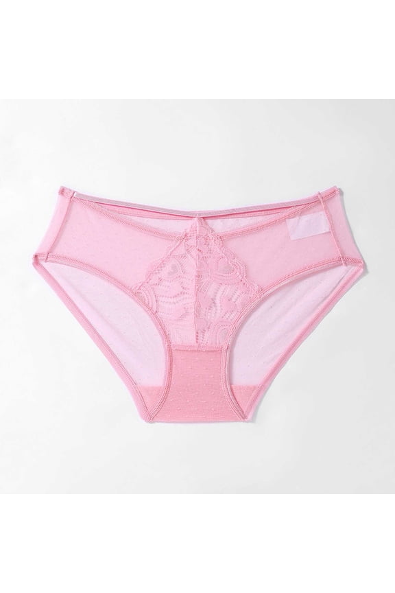 Womens Breathable UnderwearWomen's Sexy Lace Panties Lingerie Low Waist Strap Briefs Seamless Transparent Underwear Pink