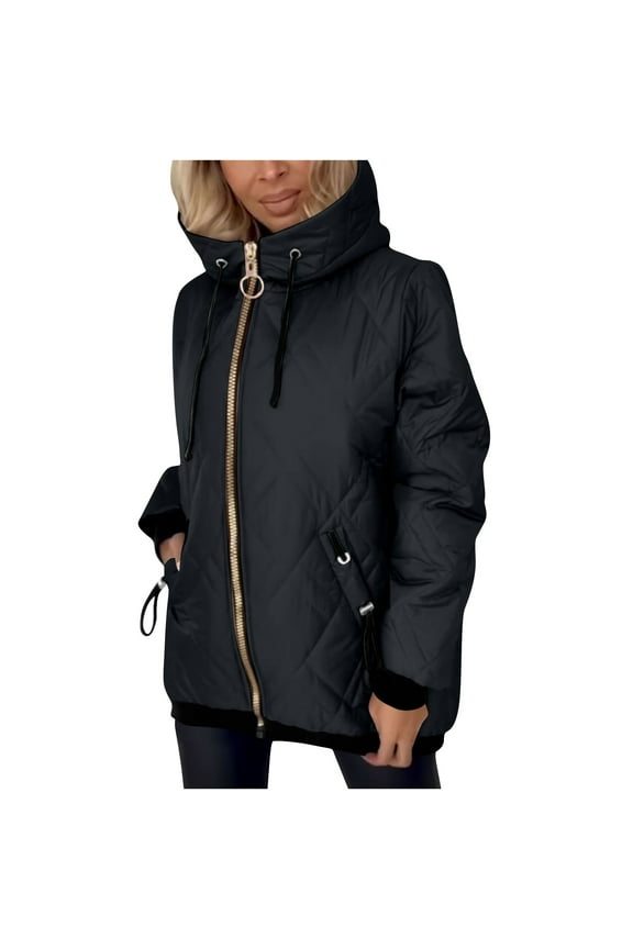 Womens Coat Women's Cozy Hooded Long Jackets for Women with Hand Pockets - Soft Stretch Bubble Jacket