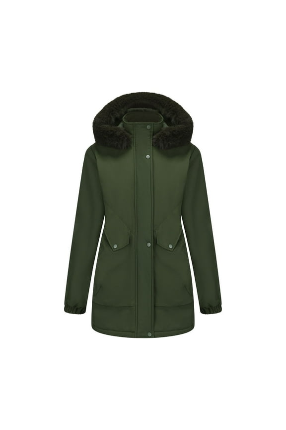 Womens Coat Women's Long Coat Zip Up Waterproof Winter Outerwear Warm Parka Puffer Jacket with Hood