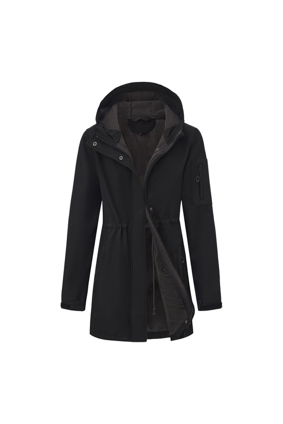 Womens Coat Women's Softshell Jacket Hooded Fleece Lined Waterproof Coat Warm Lightweight Insulated Windbreaker for Outdoor Hiking