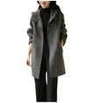 thumbnail image 1 of Byworldtasic Womens Coat Women's Winter Single Breasted Long Wool Coat with Hood Casual Wool Blend Trench Coat Jacket, 1 of 6