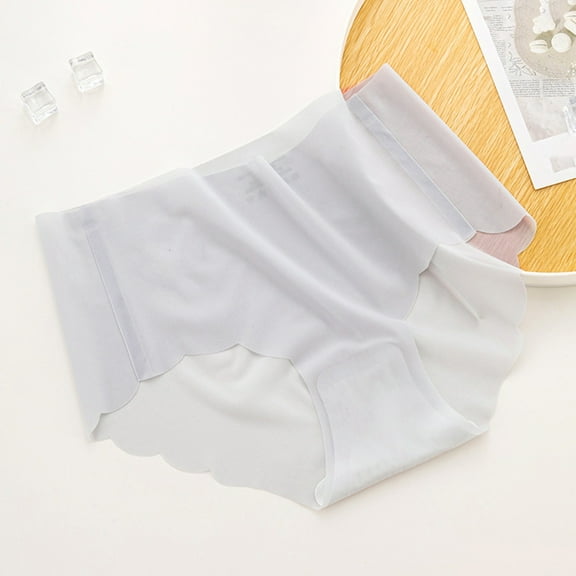 Byworldtasic Womens Cotton UnderwearSeamless High Waisted Underwear for Women Cheeky Underwear Wave Edge No Show Panties Blue