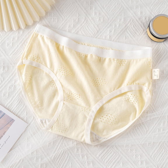 Byworldtasic Womens Cotton UnderwearWomen's Full Coverage Soft Stretch Briefs Soft Stretch Breathable Lightweight Bottoms Yellow