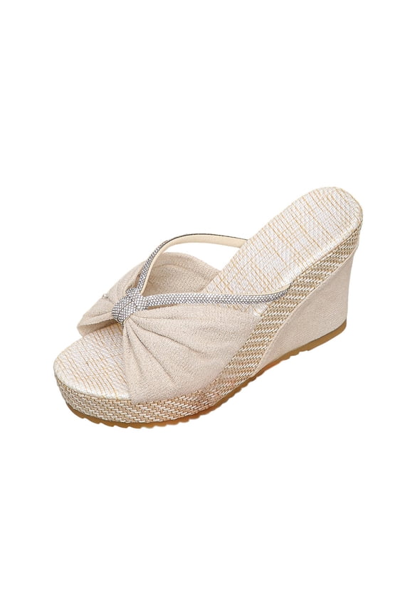 Womens Espadrilles Wedge Sandals Slides Platform Slip on Bow Knot Open Toe Summer Mules Shoes