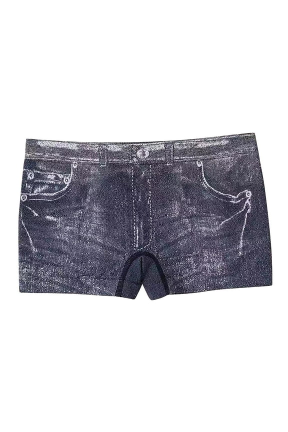 Womens Faux Denim Shorts Stretchy Butt Lifting Jean Shorts Plus Size Booty Jegging Leggings