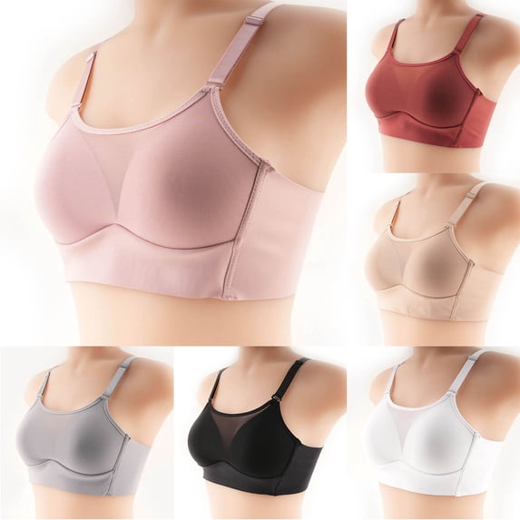 Byworldtasic Womens Front Button Closure Wireless Bra Full Coverage Bra Wide Strap Lace Comfort Bralette