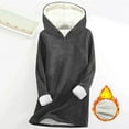 thumbnail image 1 of Byworldtasic Womens Hoodies Women's Solid Color Plus Size Oversized Hooded Top - Thickened Fleece-Lined Warm Fitted Long Sleeve Hoodie, 1 of 3