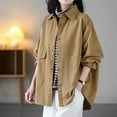 thumbnail image 1 of Byworldtasic Womens Jacket Womens Shirts Jacket Casual Snap Button Oversized Long Sleeve Plain Shackets Coats, 1 of 8