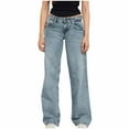 thumbnail image 1 of Byworldtasic Womens Jeans Women Y2k Low Rise Baggy Jeans Boyfriend Straight Wide Leg Trouser Trendy Stretch Long Denim Pants Sky Blue, 1 of 8