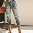 thumbnail image 1 of Byworldtasic Womens Jeans Women’s Casual Pull-on Distressed Stretch Jeans Elastic Waist Jean Denim Joggers Pants Gray, 1 of 5