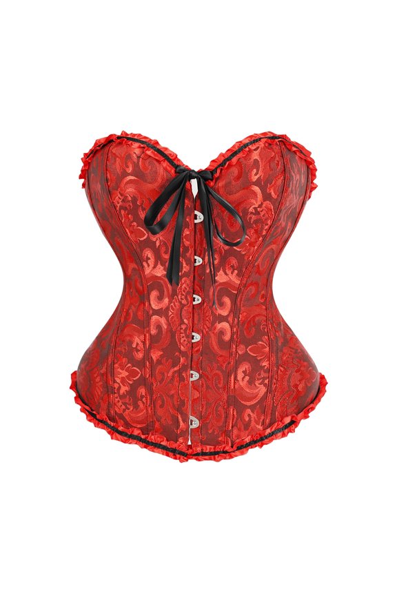 Womens Lace Up Corset Top Fashion Overbust Body Shaper Bustier Corsets Perspective Shapewear Top