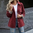 thumbnail image 1 of Byworldtasic Womens Lapel Short Trench Coat Plaid Cuff Lightweight Casual Button Jacket with Pockets, 1 of 8
