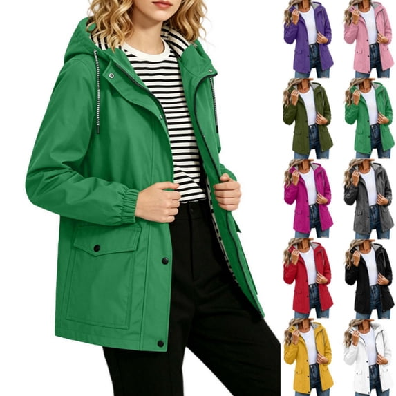 Byworldtasic Womens Light Rain Jacket Waterproof Active Outdoor Trench Raincoat with Hood Lightweight Plus Size Windbreaker