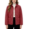 thumbnail image 1 of Byworldtasic Womens Lightweight Quilted Jacket Fall Button Down Puffer Jackets Loose Fit Stand Collar Warm Coats, 1 of 5