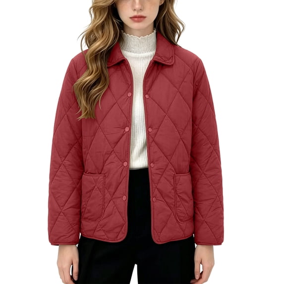 Byworldtasic Womens Lightweight Quilted Jacket Fall Button Down Puffer Jackets Loose Fit Stand Collar Warm Coats