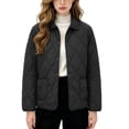 thumbnail image 1 of Byworldtasic Womens Lightweight Quilted Jacket Fall Button Down Puffer Jackets Loose Fit Stand Collar Warm Coats, 1 of 5