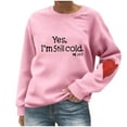 thumbnail image 1 of Byworldtasic Womens Long Sleeve TopsSweatshirt For Women Crewneck Winter Freezing Sweatshirts Funny Pullover Tops Blouse, 1 of 5