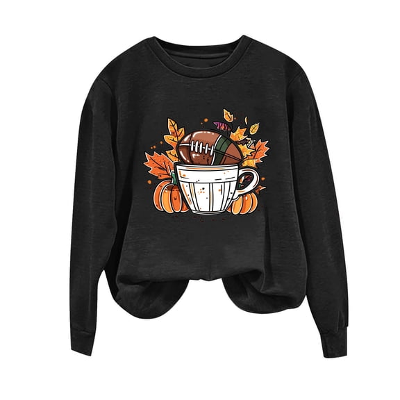 Byworldtasic Womens Long Sleeve TopsWomen Tis The Season Funny Pumpkin Football Game Day Shirt Long Sleeves Casual Autumn Tee Tops