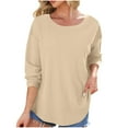 thumbnail image 1 of Byworldtasic Womens Long Sleeve TopsWomen's Crew Neck Long Sleeve Shirts Waffle Knit Loose Tops Basic Tees 2025 Casual Comfy Fall Sweatshirt, 1 of 9