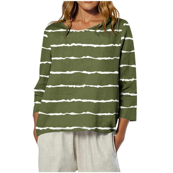 Byworldtasic Womens Long Sleeve TopsWomens Striped Shirt Long Sleeve Crewneck Basic T Shirts Lightweight Pullover Shirt