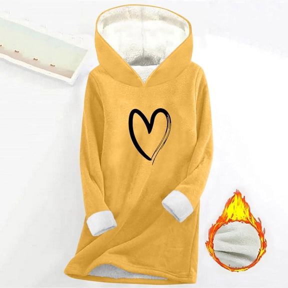 Byworldtasic Womens Oversized Hoodies Womens Plus Size Hearts Print Long Sleeve Hooded Fleece-Lined Warm Pullovers Hoodie Sweatshirts