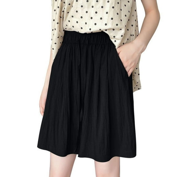 Byworldtasic Womens Pants Summer Wide Leg Casual Loose Flowing High Waist Capri Pants with Pockets