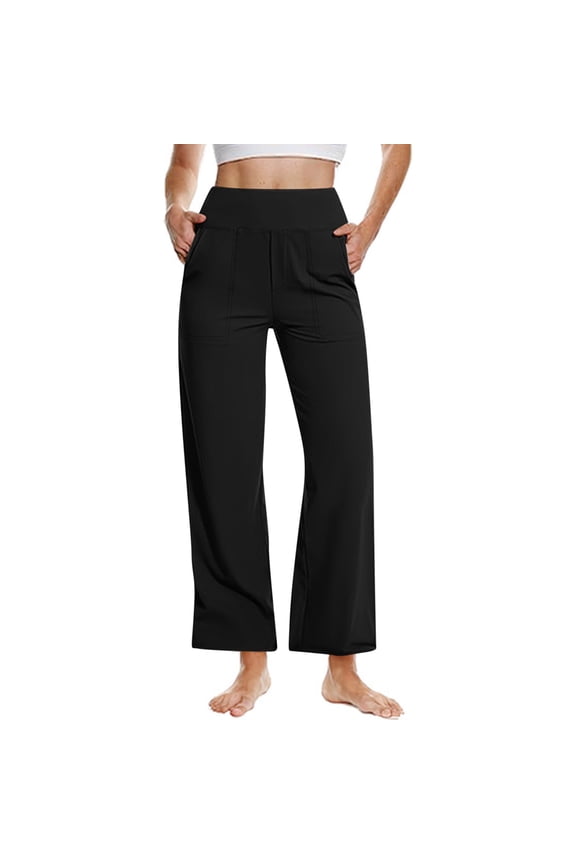Womens Pants Womens Wide Leg Yoga Pants Stretchy Athletic Work Pants Business Casual Pants Drawstring Sweatpants