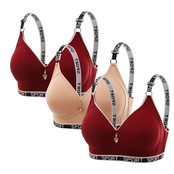 Byworldtasic Womens Plus Size Bras 3PC Womens Sport Bras No Underwire Adjustable Spaghetti Thin Strap Bralette Comfort Breathable Workout Yoga Underwear