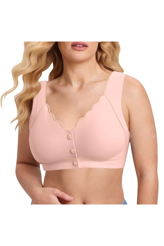 Womens Plus Size Bras Front Closure Bras for Women No Underwire Padded Wireless Comfort Full Coverage Bra Seamless Bras