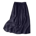 thumbnail image 1 of Byworldtasic Womens Plus Size Skirts Cotton Skirts for Women Elastic High Waisted Casual Pleated Trendy Long Flowy Midi Skirts, 1 of 4