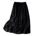 thumbnail image 1 of Byworldtasic Womens Plus Size Skirts Cotton Skirts for Women Elastic High Waisted Casual Pleated Trendy Long Flowy Midi Skirts, 1 of 4