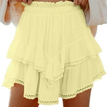 Byworldtasic Womens Plus Size Skirts Flowy Shorts for Women Casual Boho Ruffle Tiered Skorts High Waist Mini Skirts Golf Tennis Crochet Skorts