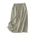 thumbnail image 1 of Byworldtasic Womens Plus Size Skirts Women Cotton Linen Skirt Summer Drawstring Waist Plain Long Maxi Retro Casual Layered Linen Skort, 1 of 8