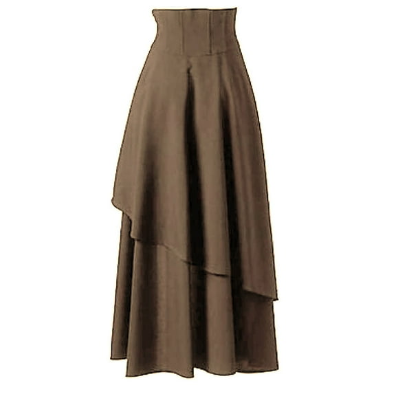 Byworldtasic Womens Plus Size Skirts Women Fashion Gothic Layered Punk Lace Irregular Party Long Skirt