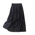thumbnail image 1 of Byworldtasic Womens Plus Size Skirts Women's Knee Length Casual Work 2025 Fall Elastic Waist A Line Skirt with Pocket, 1 of 6