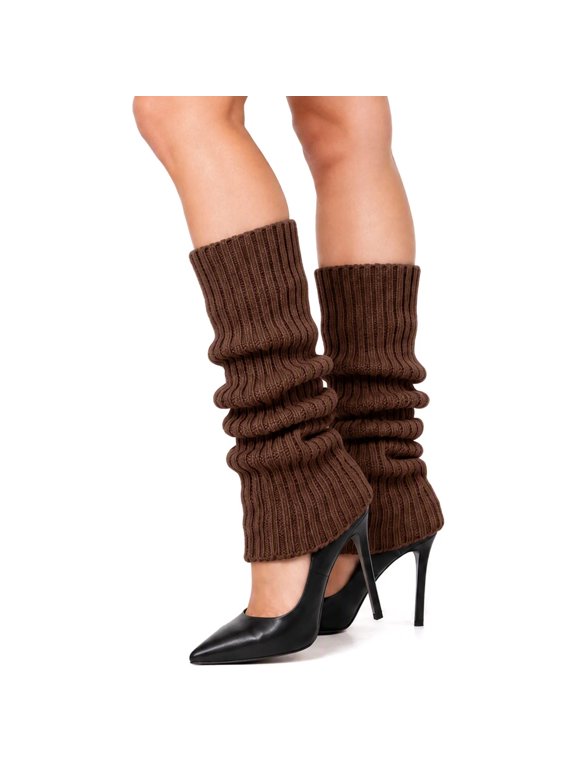 Womens Ribbed Knit Leg Warmers Slouchy Stretchy Long Boot Cuffs Y2K Winter Accessory