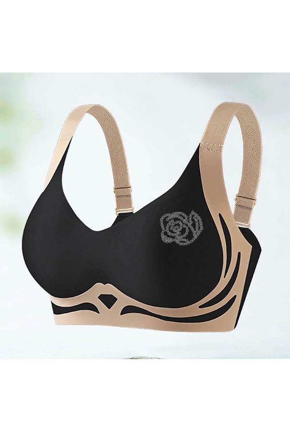 Womens Rose Print Bras Womens Full Coverage Soft Wirefree Bras Lift Stretch Stretch Seamless Lightly Moisture-Wicking Bras(M-5XL)