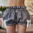 thumbnail image 1 of Byworldtasic Womens Shorts Women Y2k Gingham Bloomers Cute Low Waist Plaid Pj Shorts Sexy Micro Sleep Shorts Ruffle Pajama Bottoms, 1 of 7