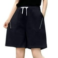 thumbnail image 1 of Byworldtasic Womens Shorts Women's Elastic Waist Knee Length Casual Cotton Bermuda Shorts with Drawstring, 1 of 5