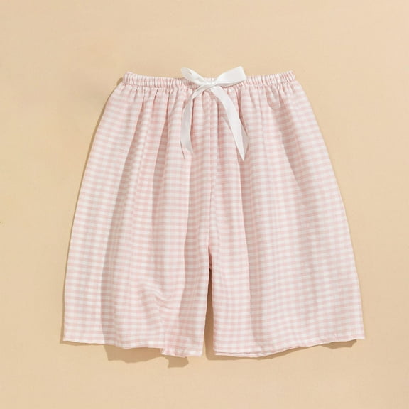 Byworldtasic Womens Shorts Women's Pajama Shorts Plaid Printed Loungewear Classic Comfy Cool Fall Elastic Above Knee Sleep