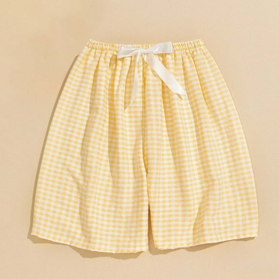 Byworldtasic Womens Shorts Women's Pajama Shorts Plaid Printed Loungewear Classic Comfy Cool Fall Elastic Above Knee Sleep