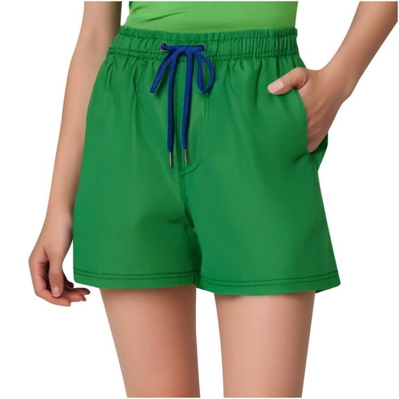 Byworldtasic Womens Shorts Women's Summer Shorts Casual Bermuda Wide Leg Mid Length High Waisted Drawstring Short with Pocket