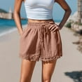 thumbnail image 1 of Byworldtasic Womens Shorts Womens Y2K High Waisted Linen Dressy Casual Pleated Wide Leg Summer Shorts with Elastic Waist, 1 of 7