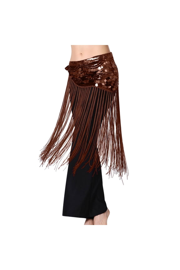 Womens Skirts Women’s Sequin Flapper Skirt Belly Dance Tassel Hip Scarf Shiny Performance Skirt