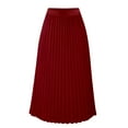 thumbnail image 1 of Byworldtasic Womens Skirts Womens High Waist Pleated Midi Skirt Swing Boho Pleated Skirt Casual Chiffon Elastic A-line Long Skirts, 1 of 3