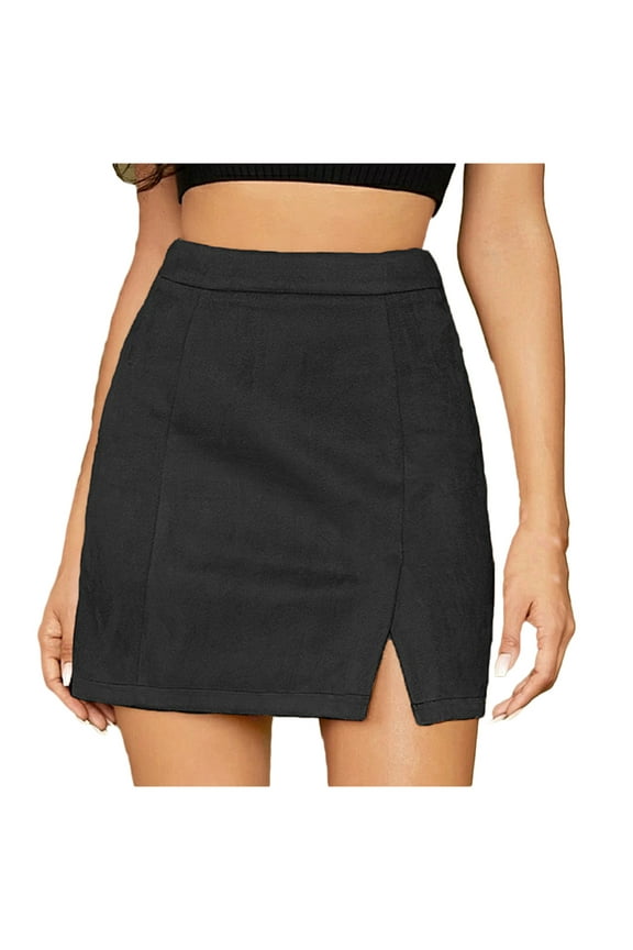 Womens Skirts Womens High Waist Suede Fall Skirt Side Split Bodycon Short Zipper A Line Corduroy Mini Skirt for Women