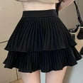 thumbnail image 1 of Byworldtasic Womens Solid Color Skirts Women's Mini Skirt Flowy High Waisted Ruffle Hem Short Skirts Cute Boho A-Line Layered Skater Skirt, 1 of 6